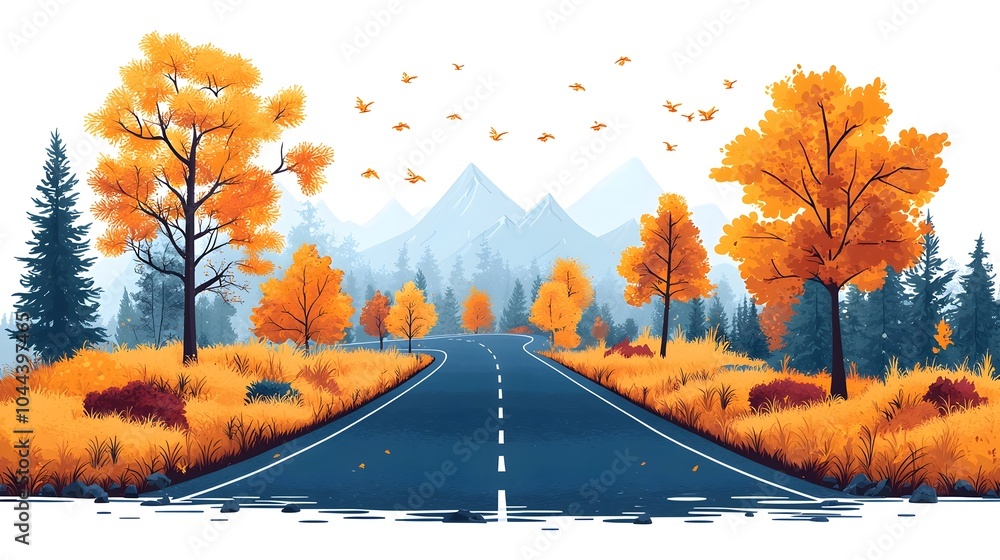 Poster flat design of a road transforming into a grid layout as a symbolic representation of strategic plan