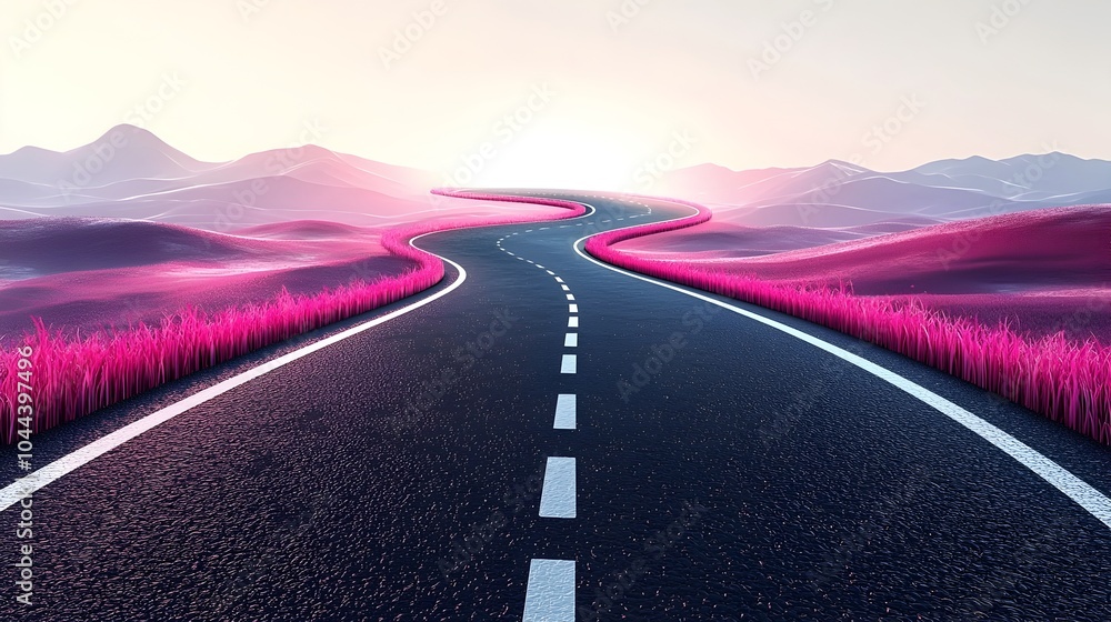 Poster minimalist flat design of a road network transforming into a structured grid pattern representing st