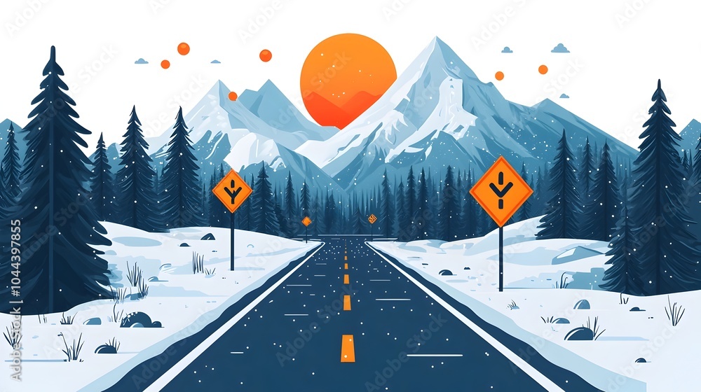 Poster of a strategic roadmap or framework with milestone icons on a clean white background representing pr
