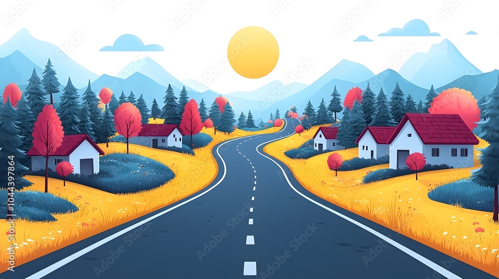 Poster of a road with milestones representing a strategic framework and progress towards a goal or objectiv