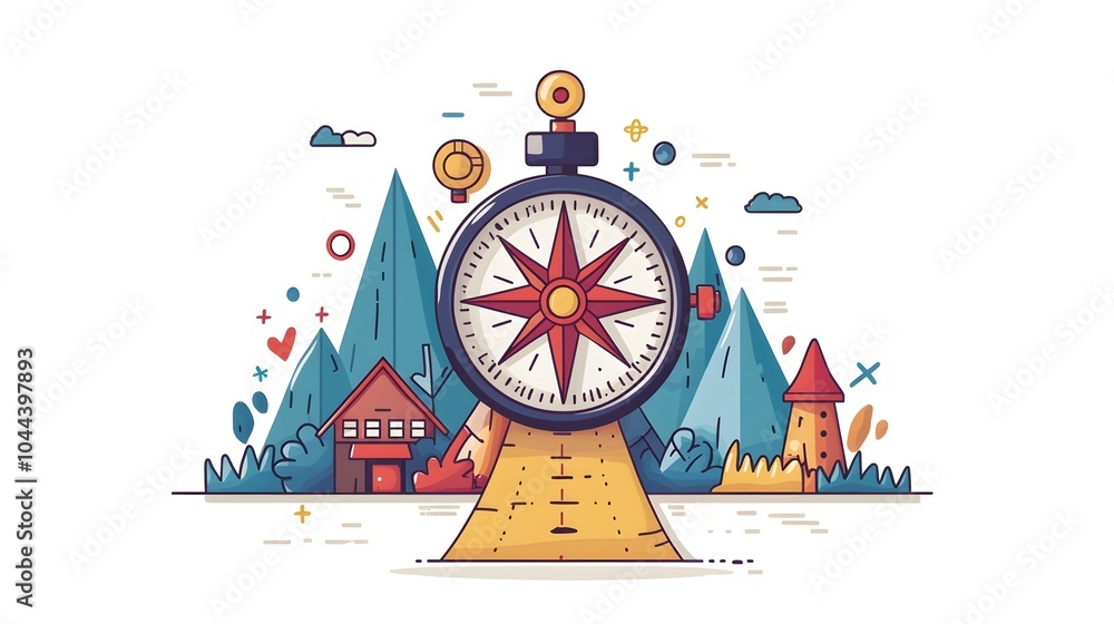 Aufkleber compass icon transforming into a detailed roadmap representing a strategic framework for business pl