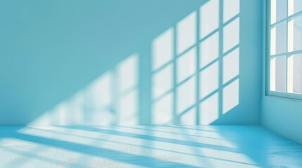 Obraz premium Light Streaming Through Window onto Blue Wall and Floor