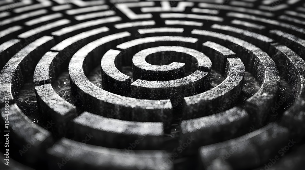 Poster maze transforming into a clear strategic roadmap solving complex challenges on a clean white backgro