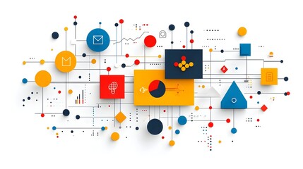 Flowchart expanding into a comprehensive roadmap strategy and decision making framework illustrated in a clean minimalist flat design style on a white background  Useful for business planning