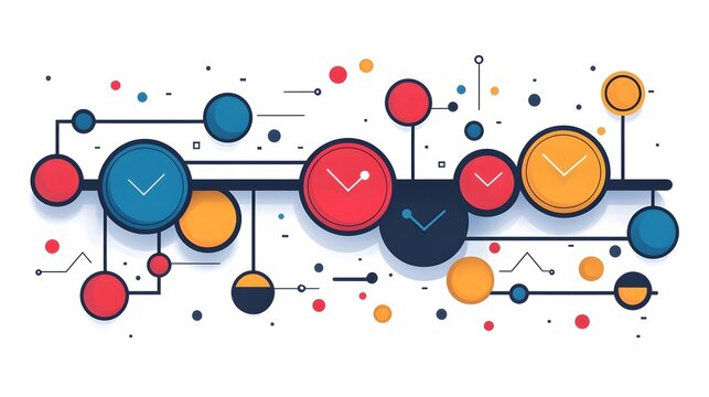 Expanding flowchart roadmap visualizing a comprehensive strategic decision making framework  Flat design on a clean white background