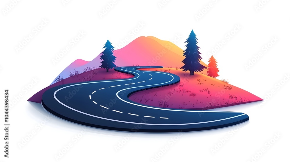 Poster expanding road network visualizing strategic frameworks in flat design on white background conceptua