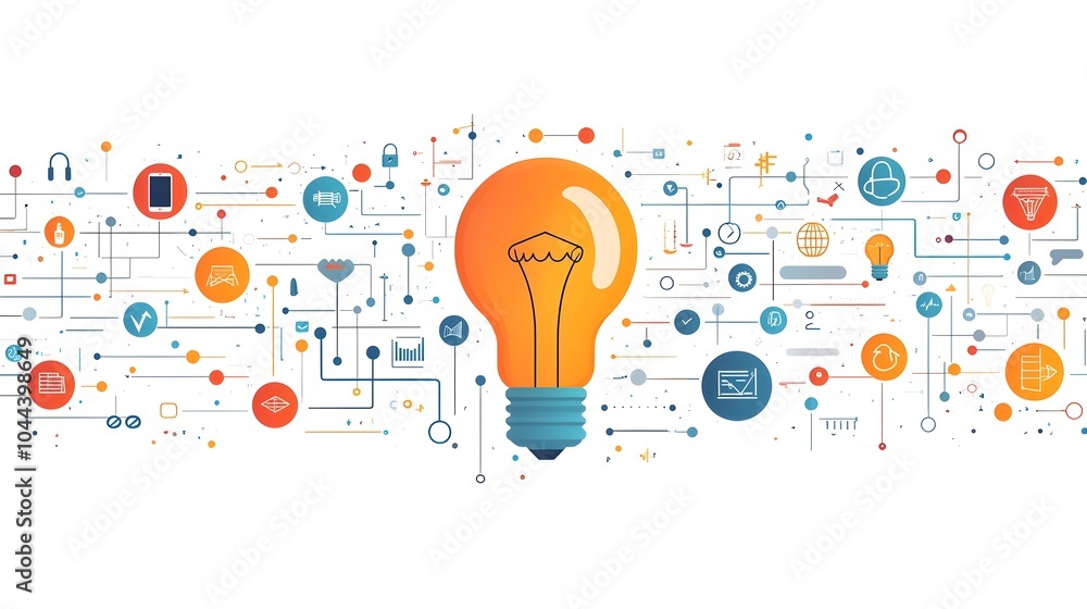 Poster lightbulb transforming into a strategic roadmap idea evolving into a comprehensive business framewor