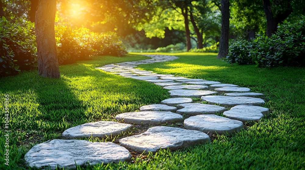 Poster winding forest path representing the concept of planning guidance and navigating through complex ter