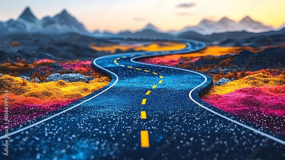 Poster unfolding strategic roadmap for business planning and framework development flat design depicting a 