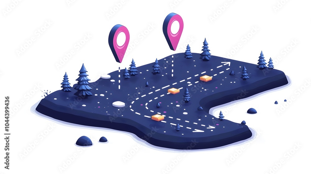 Poster flat design of a path with checkpoints and arrows on a clean white background symbolizing step by st