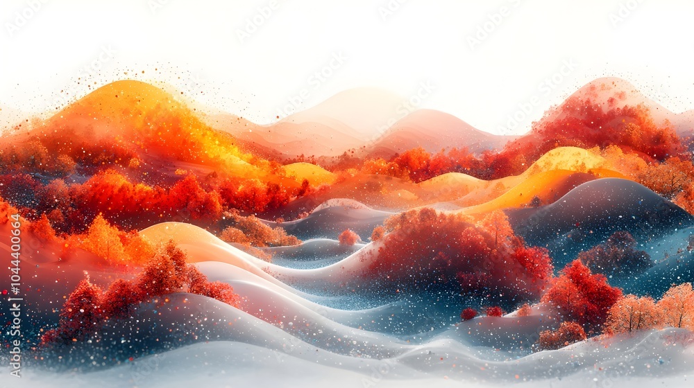 Poster futuristic data arrows expanding into an analytical landscape symbolizing growth and progress throug