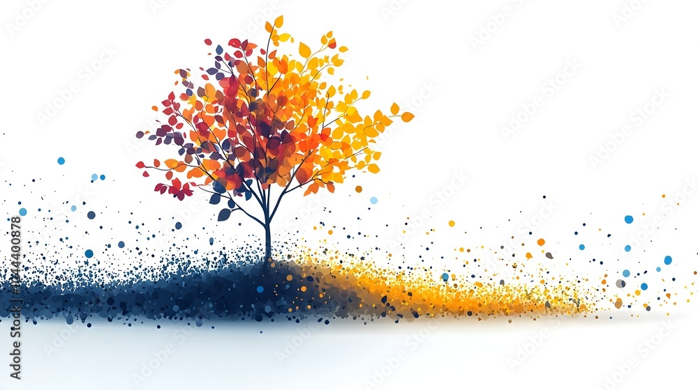 Aufkleber a digital depicting data streams transforming into a growing thriving plant symbolizing the expansio