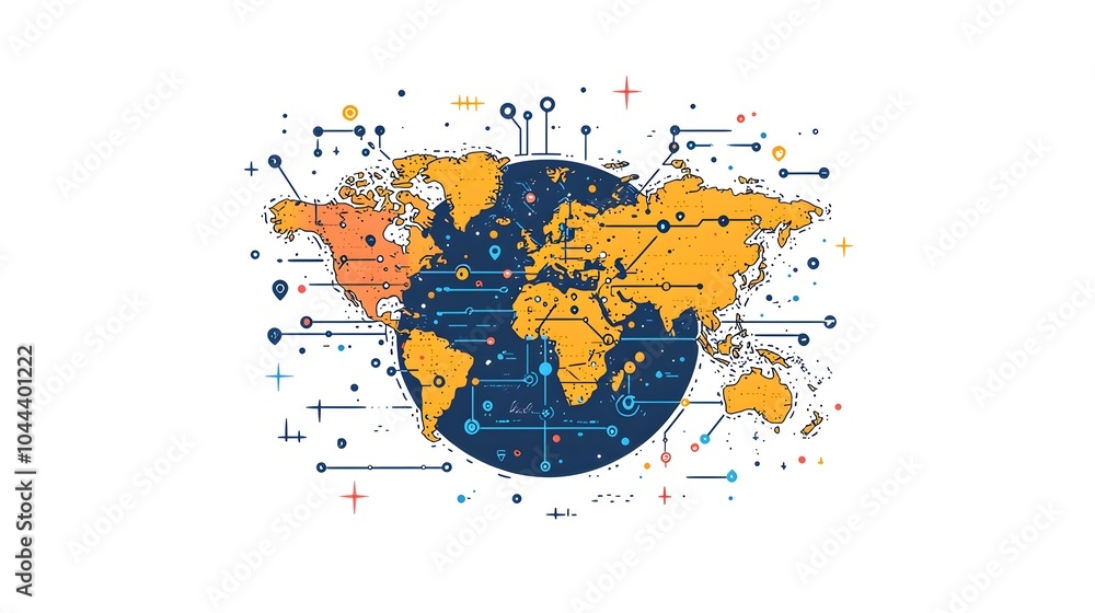 Poster of a globe with expanding data lines symbolizing the global growth and connectivity facilitated by d
