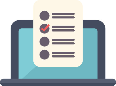 Online survey form on a laptop screen with checkbox, online exam, checklist, online testing concept
