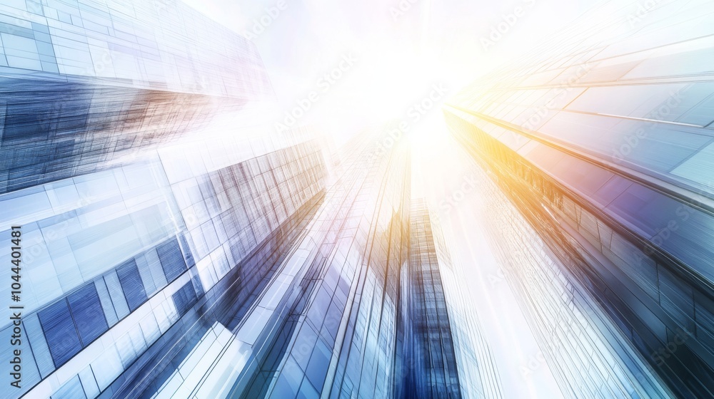 Poster modern dynamic building design with high contrast light