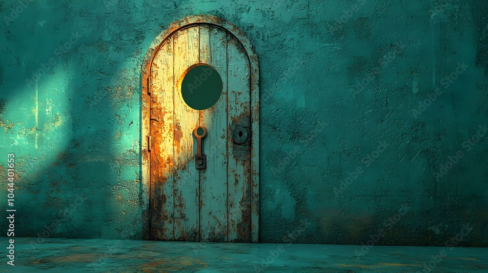 Aufkleber keyhole transforming into an open door unlocking growth and potential in flat design on white backgr
