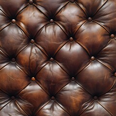 Naklejka premium Detailed Close up Texture of Luxurious Vintage Leather with Chesterfield Pattern and Buttons
