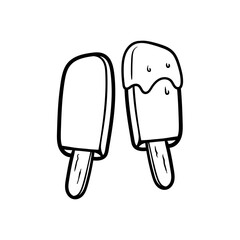 two ice cream flavor drawing coloring line art style sketch classic vintage design illustration