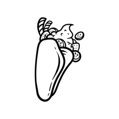 burrito ice cream drawing coloring line art style sketch classic vintage design illustration