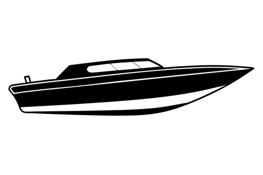 black speedboat side view on white clip art preview