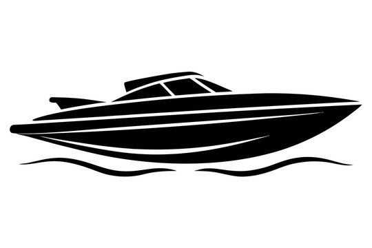 black boat on water clip art preview