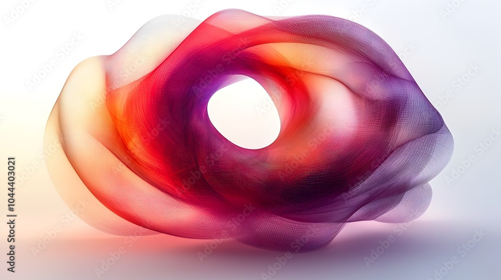 Poster expanding abstract shape design with complex patterns and potential unfolding on a clean minimalisti