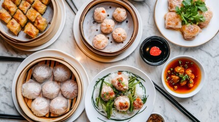 Elegant Dining with Light Garnishes and Varied Dishes
