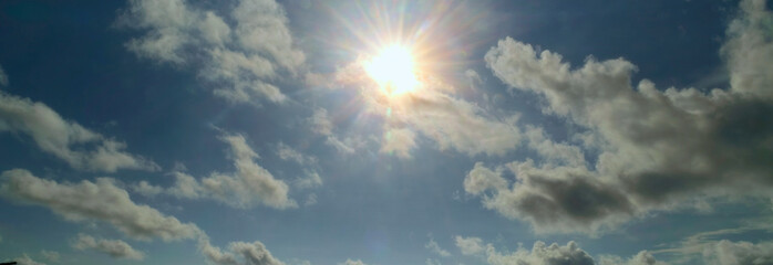 Banner Dramatic dark storm clouds black sky background. Dark thunderstorm clouds rainny season. Panorama Meteorology danger windstorm disasters climate. Dark cloudscape storm cloud with copy space.