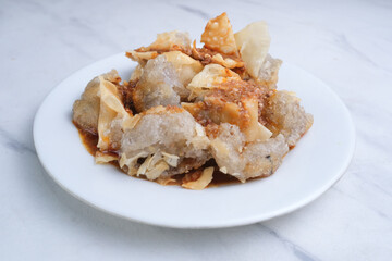 Fried Batagor, Fried Tofu Balls. Indonesia Snacks Food.
