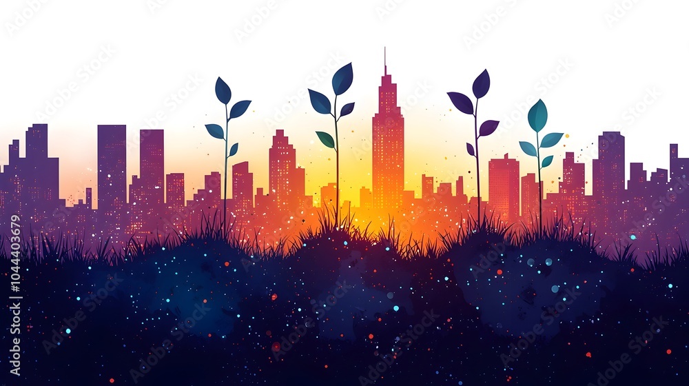 Poster conceptual depicting a simple abstract sprout design that is transforming or evolving into a modern 