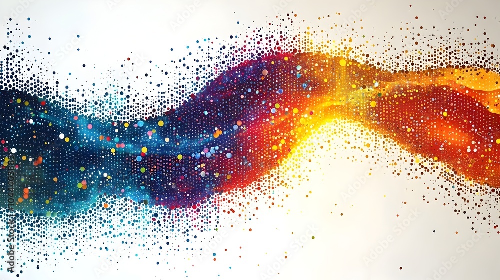 Poster binary stream expanding into a growing interconnected network digital data driven growth and technol