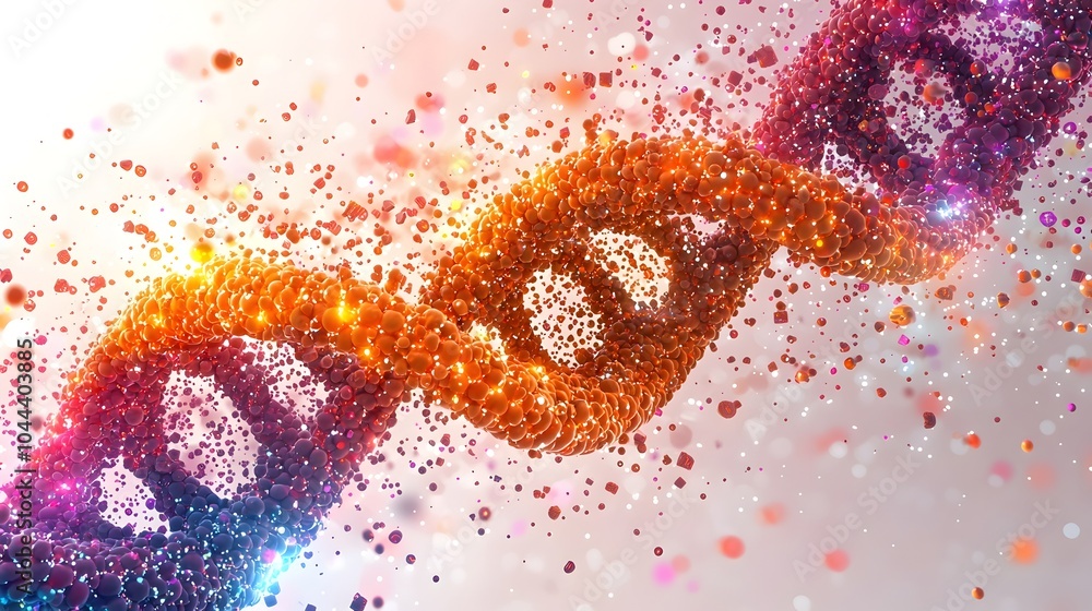 Poster dna helix expanding into dynamic data streams representing the growth potential and transformative p