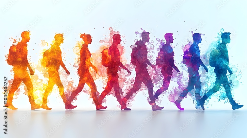 Poster of a silhouette figure expanding into multiple figures representing personal growth development and 