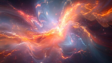 Obraz premium Fractal waves of light surrounding the being as it embodies the essence of creation and the universe