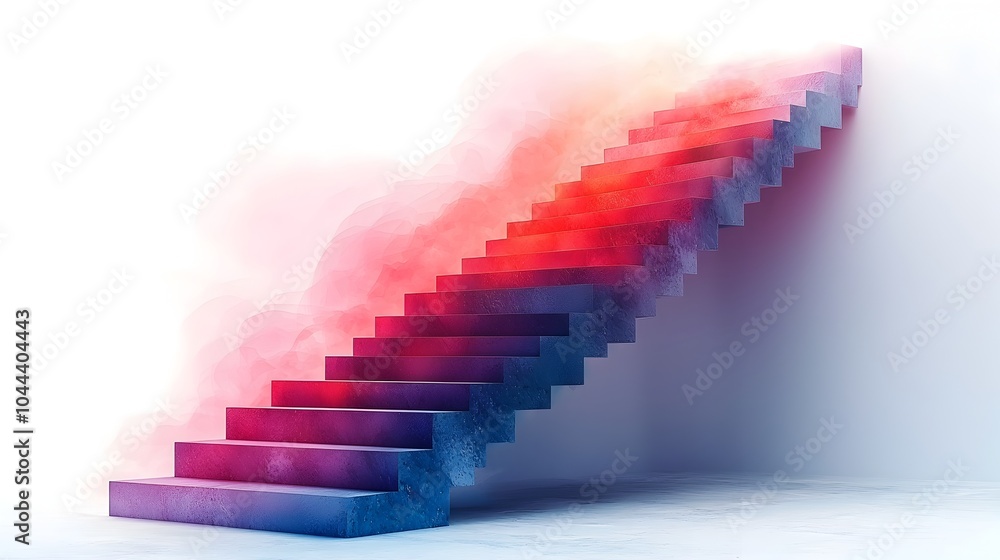 Aufkleber stairway expanding from a small block flat design depicting step by step growth progress and potenti