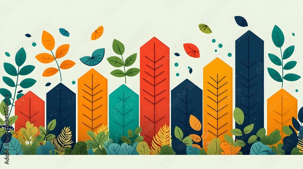 Poster expanding bar graph showing the growth of data and information flourishing into a lush forest enviro