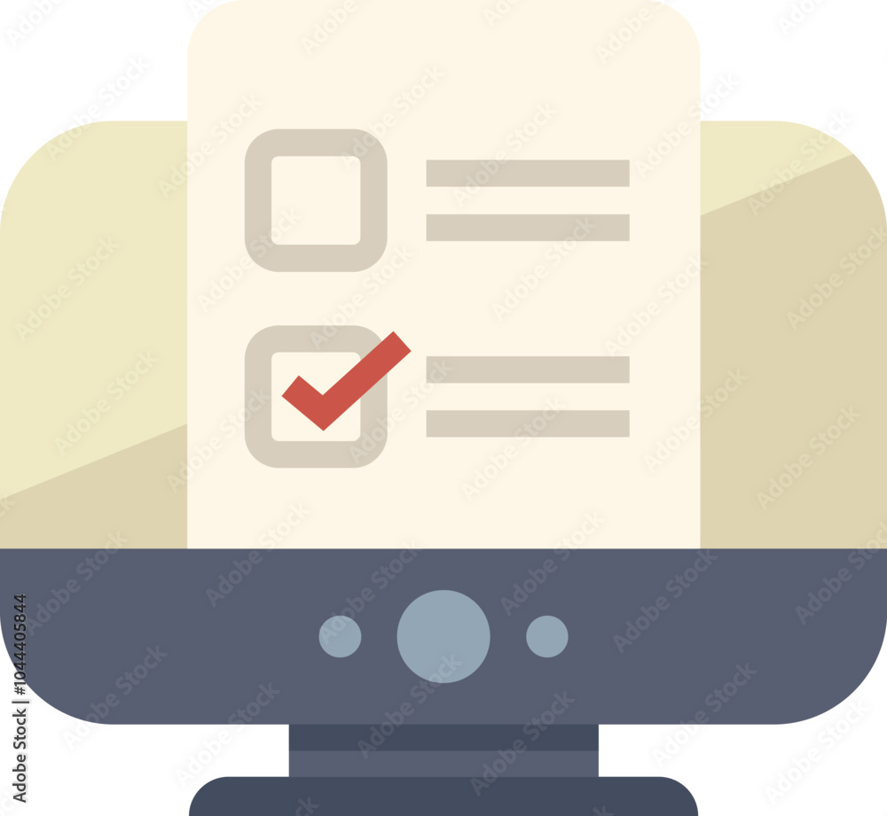 Poster desktop computer displaying an online survey form being filled out