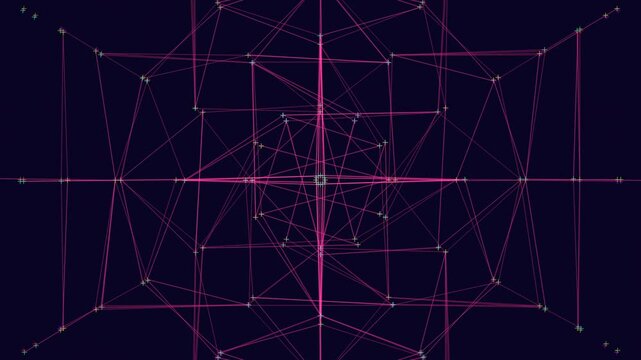 An intricate pattern of connected lines and dots resembles a spiders web in this image, forming a network that suggests interconnectivity and complexity