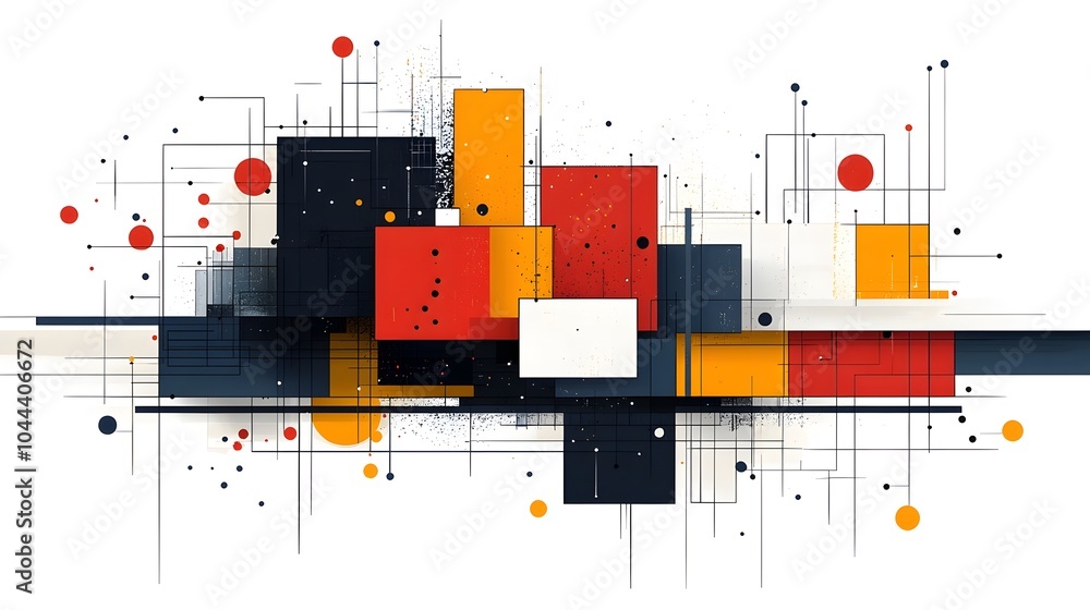 Poster beautifully abstract geometric shapes and forms transforming and shifting into intricate dynamic pat