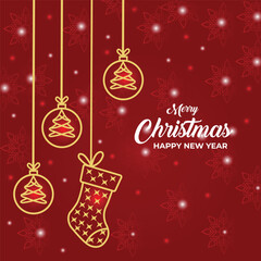Christmas Ornament Festive Holiday Background,
Merry Christmas Happy New Year,
Red Holiday Greeting Card Design,
Christmas Festive Gold Decoration Illustration
