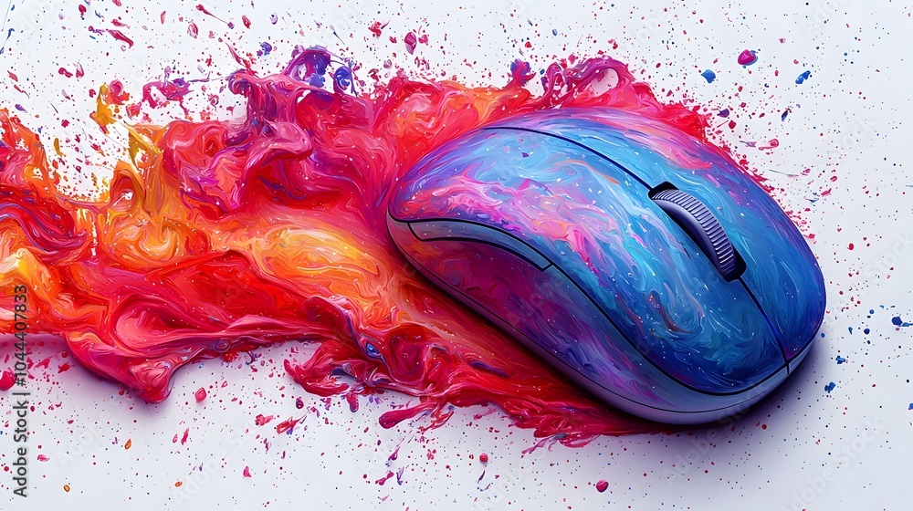 Aufkleber computer mouse transforming into a paintbrush showcasing the digital creativity and innovative tools