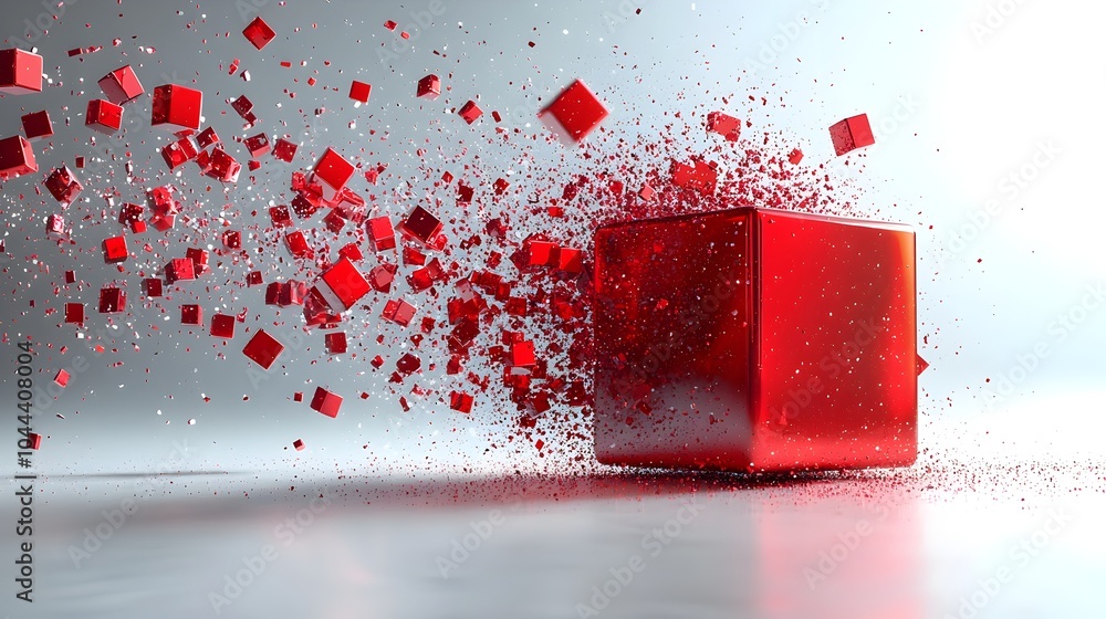 Poster visually striking 3d cube transforming into abstract creative artwork with flat minimalist design el