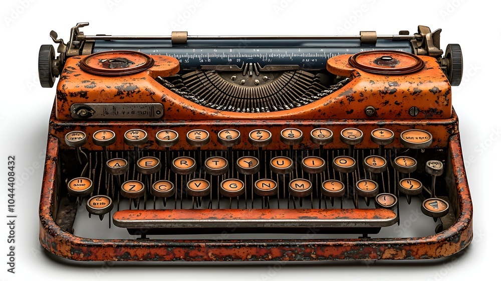 Poster depicting the evolution from a traditional typewriter to a modern computer keyboard symbolizing the 