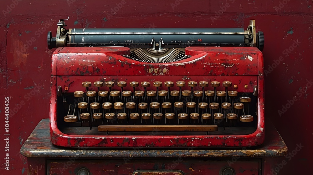 Poster flat design depicting the evolution from traditional typewriter to modern computer keyboard symboliz
