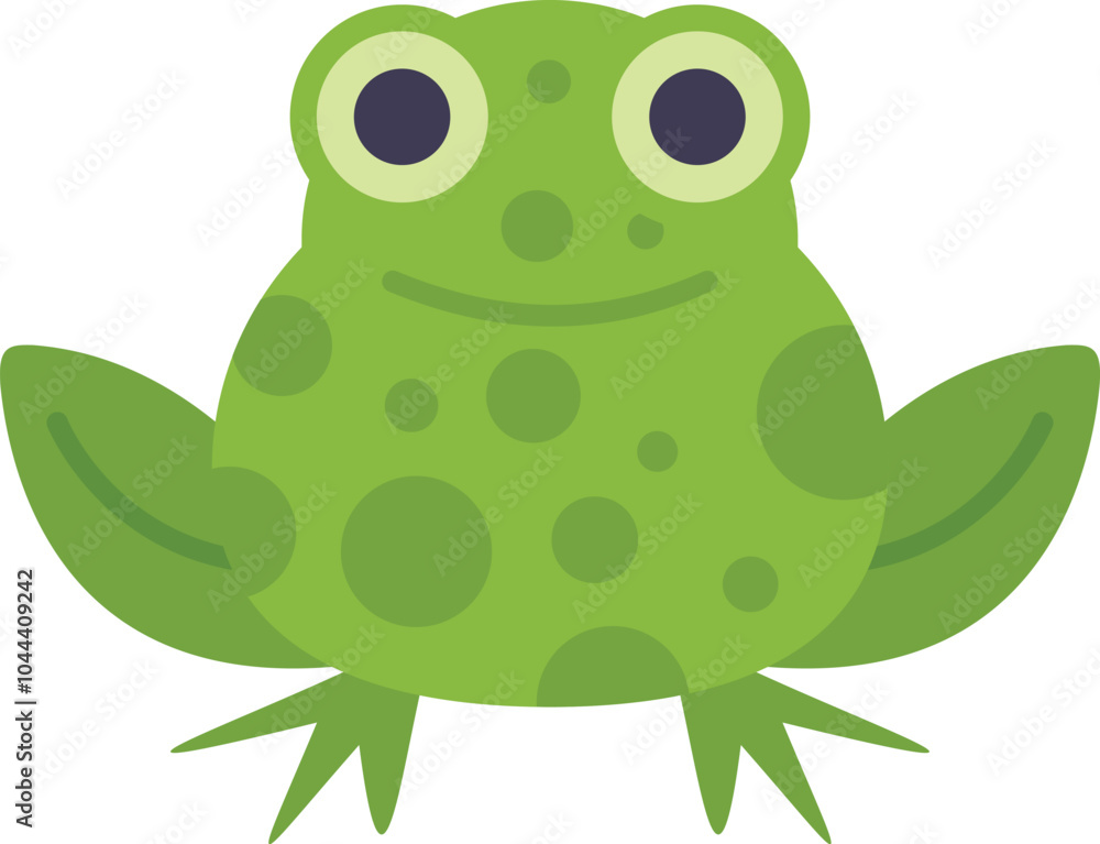 Canvas Prints Happy green frog is sitting and smiling in this cartoon character design