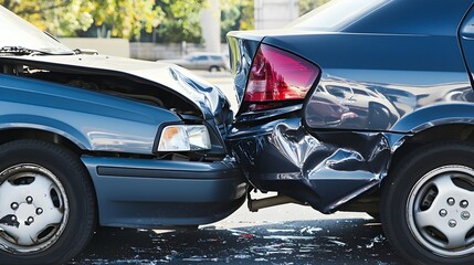 Rear End Collision Between Two Damaged Vehicles on the Road