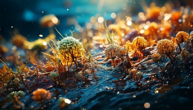 generative AI. Stagnant water bacteria. It is a scanning electron micrograph. Dangerous for human health