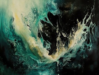 Abstract Swirls in Green and Gold: A Psychedelic Journey