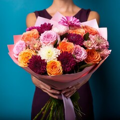 花束をプレゼントする