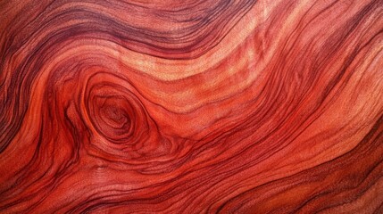 Obraz premium Close up of polished red wood texture showcasing natural patterns and grain details